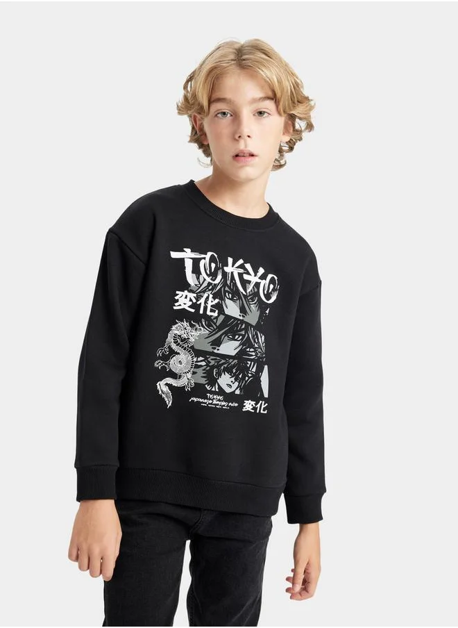 DeFacto Oversized Graphic Print Crew Neck Sweatshirt by Styli