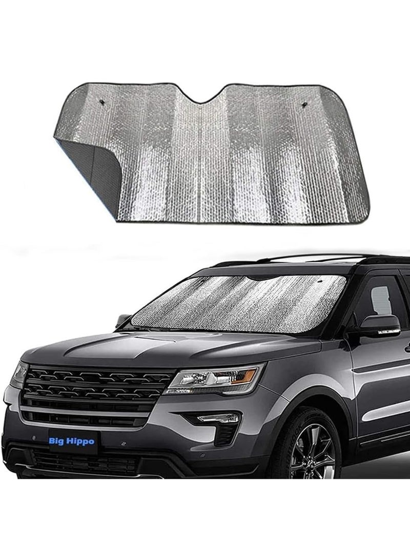 Raxoom Front Car Sunshade Windshield-SMALL CAR Sun Shade Keeps Vehicle Cool-UV Ray Protector Sunshade-Easy to Use Sun Shade-Silver - Image 1