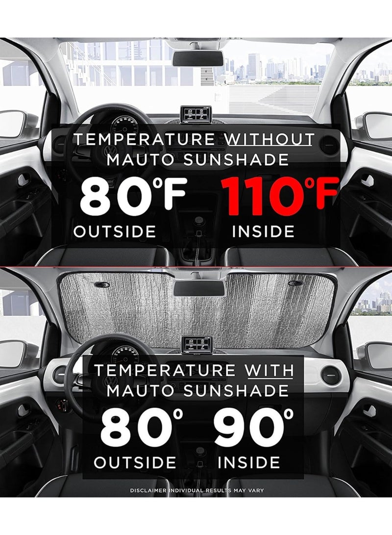 Raxoom Front Car Sunshade Windshield-SMALL CAR Sun Shade Keeps Vehicle Cool-UV Ray Protector Sunshade-Easy to Use Sun Shade-Silver - Image 2
