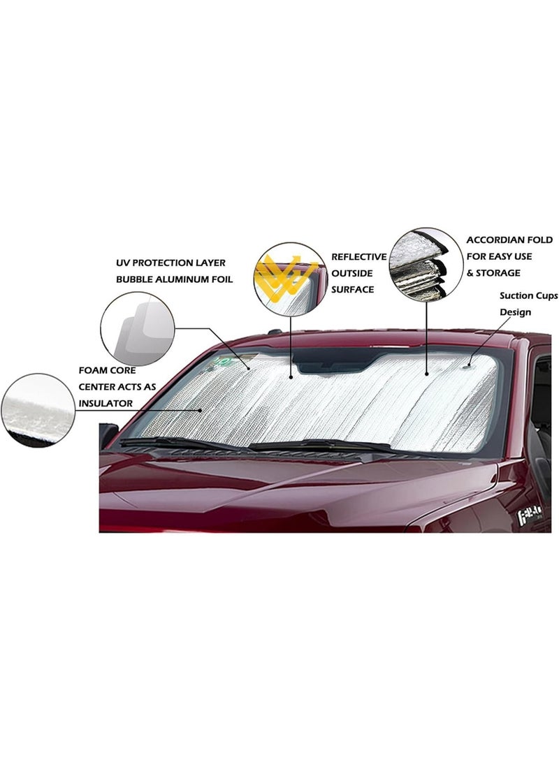 Raxoom Front Car Sunshade Windshield-SMALL CAR Sun Shade Keeps Vehicle Cool-UV Ray Protector Sunshade-Easy to Use Sun Shade-Silver - Image 4
