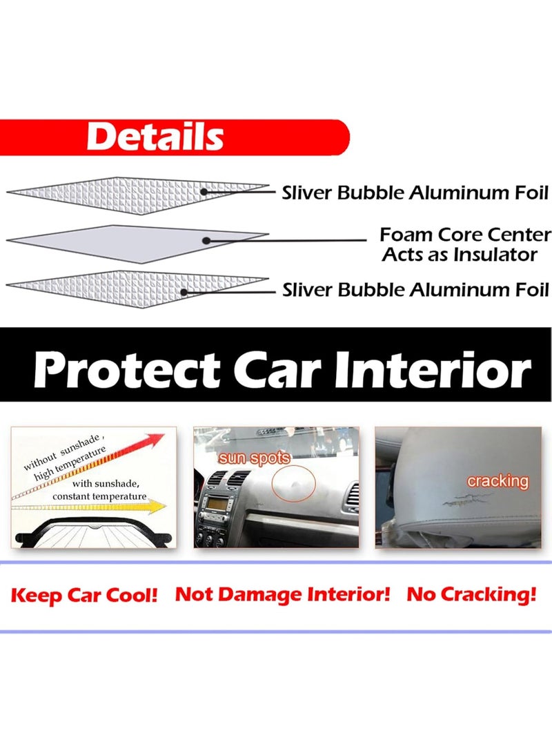 Raxoom Front Car Sunshade Windshield-SMALL CAR Sun Shade Keeps Vehicle Cool-UV Ray Protector Sunshade-Easy to Use Sun Shade-Silver - Image 5
