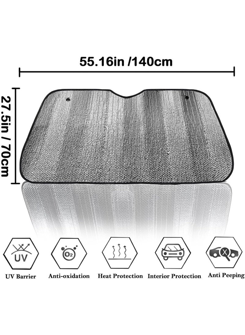 Raxoom Front Car Sunshade Windshield-SMALL CAR Sun Shade Keeps Vehicle Cool-UV Ray Protector Sunshade-Easy to Use Sun Shade-Silver - Image 3