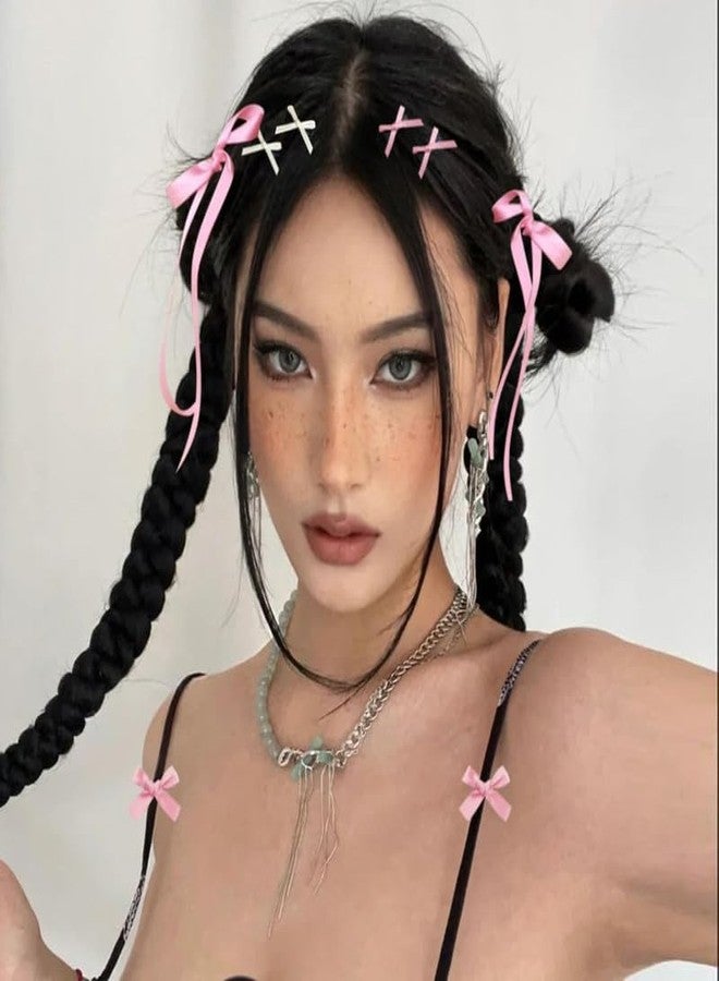 Cerun 18 Pcs Luxury Mini Hair Bows for Women Girls Cute Hair Clips Small Alligator Long Tail Hair Ribbon Accessories -3 Styles -18P - Black White Pink - Image 4