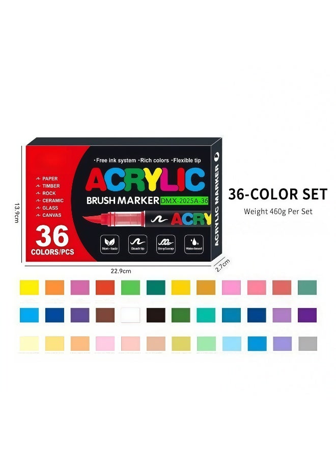 DMX 36-Piece Paint Marker Set for Art Supplies, School Supplies, Rock Art, Fabric Paint, Fabric Markers, Paint Pen, Art Markers - Image 1