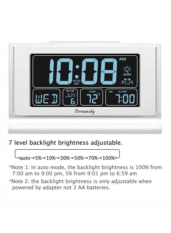 DreamSky Digital Alarm Clock with Battery Backup for Bedroom, Auto Set Clock with USB Charging Ports, 5 Inch Large Display with Date Weekday Temperature, Auto DST, Brightness Dimmer, Snooze, 12/24H - Image 2
