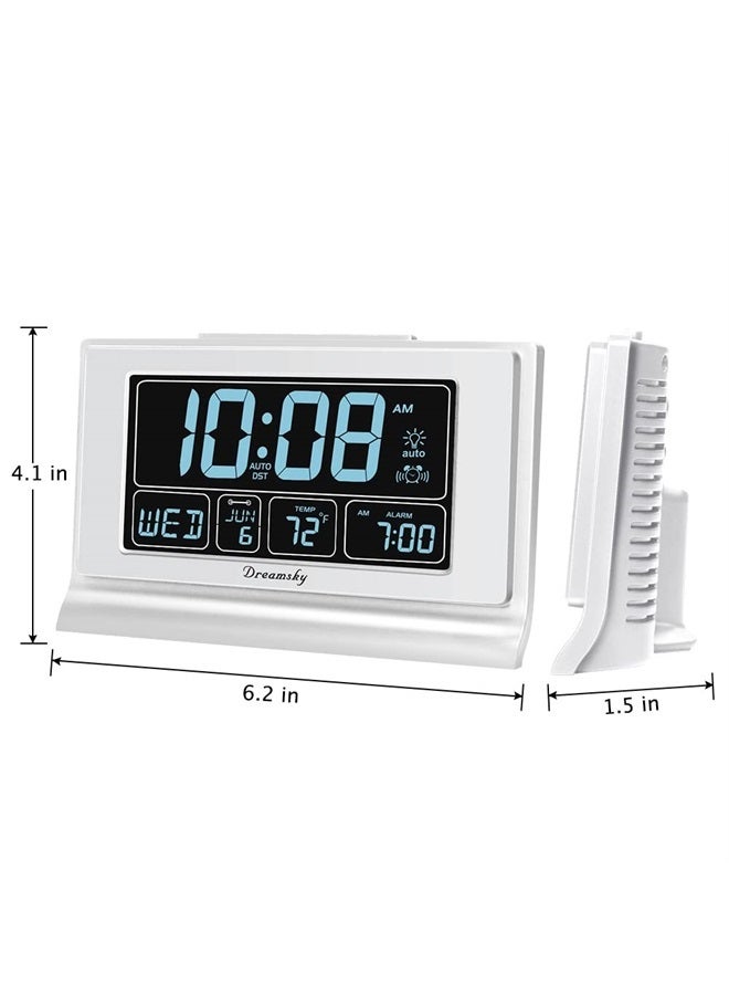 DreamSky Digital Alarm Clock with Battery Backup for Bedroom, Auto Set Clock with USB Charging Ports, 5 Inch Large Display with Date Weekday Temperature, Auto DST, Brightness Dimmer, Snooze, 12/24H - Image 5
