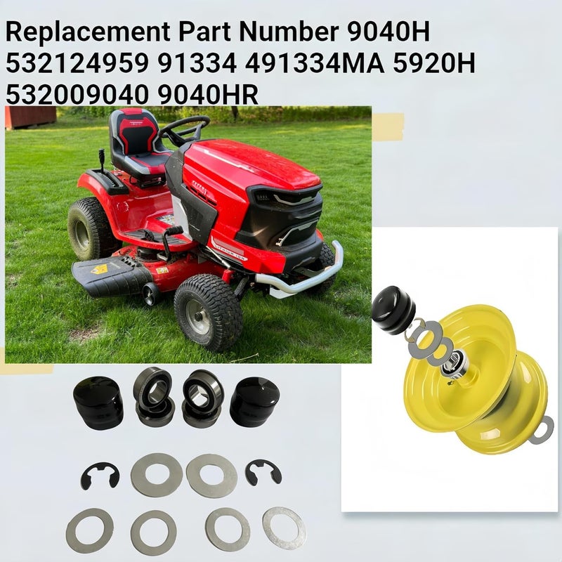 DEEG 4PCS 9040H Lawn Mower Front Wheel Bushing to Bearing Conversion Kit Replaces Craftsman,Husqvarna,Murray,Sears,AYP,Poulan,Toro 532009040 532124959 OEM Upgrade Riding Lawnmower Front Wheel Parts - Image 4
