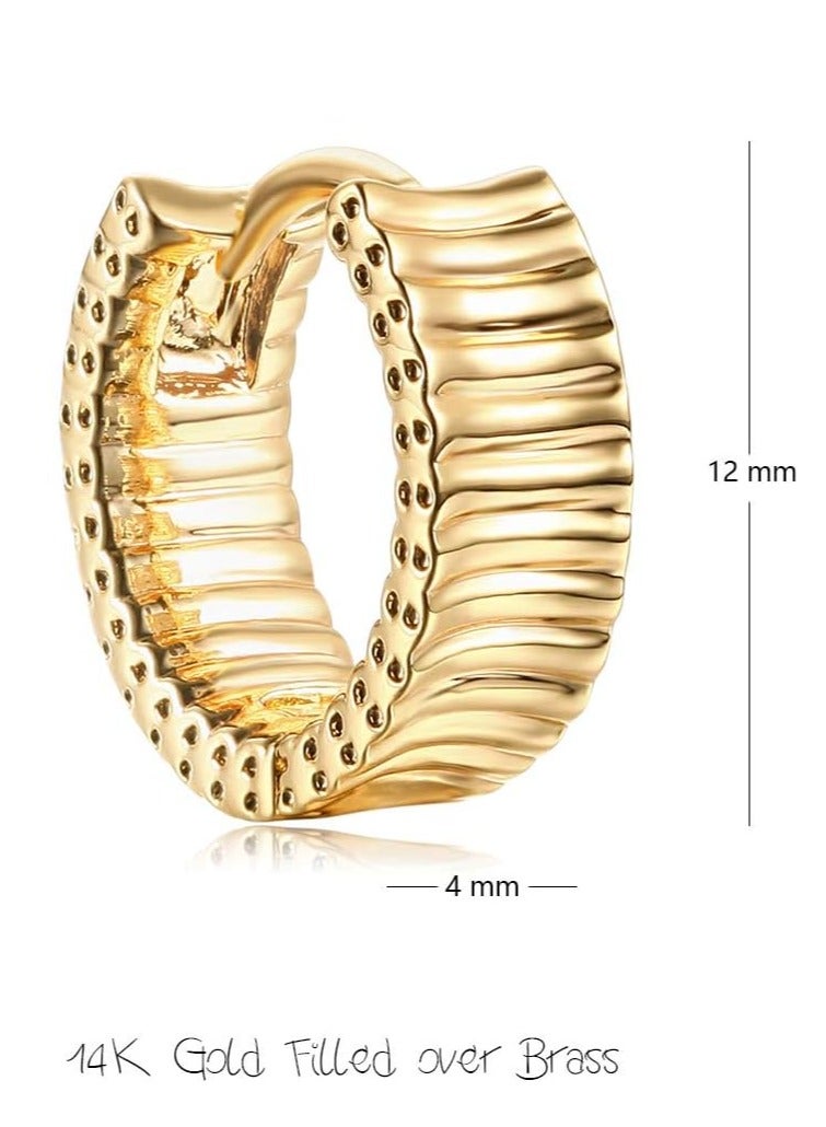 Mevecco Women Huggie Earrings Gold Hoop 14K Gold Filled Small Simple Handmade Hypoallergenic Everyday Jewelry - Image 4