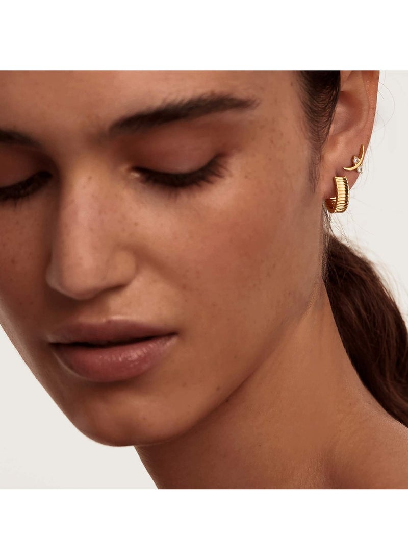 Mevecco Women Huggie Earrings Gold Hoop 14K Gold Filled Small Simple Handmade Hypoallergenic Everyday Jewelry - Image 2