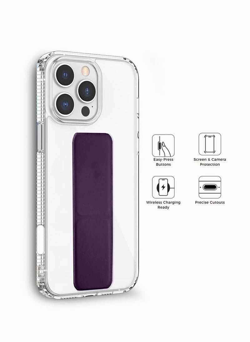 Wtech Apple iPhone 16 Pro Max 2024 TPU Hand Grip Air Pillow Case Cover - Clear/Eggplant Purple - Image 2