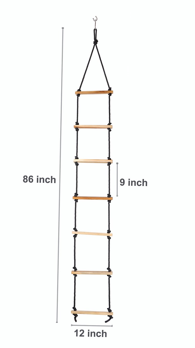 Ashish Wood Rope Climbing Ladder Indoor/Outdoor For Kids - Ninja Ladder, Kid 4 To 10 Years (Black) - Image 4