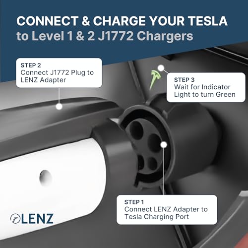 LENZ J1772 Charging Adapter for Tesla Model 3, Y, S, X, and Cybertruck, Safety Certified, 80A/240V, Optimal Fit, Easy Setup (Note: for Tesla Vehicles Only) - Image 5