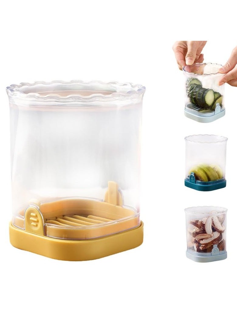 SYOSI - Cup Slicer, 2024 Upgrade Fruit and Vegetable Speed Slicer with Push Plate, Cup Slicer Fruit, Stainless Strawberry Slicer Egg Slicer, Quickly Making Fruit Vegetable Salad (2PCS_Yellow) - Image 1