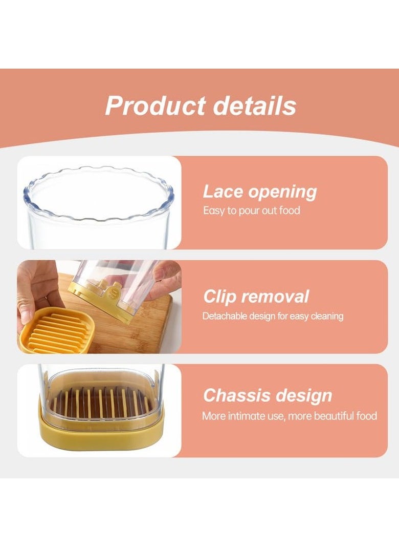 SYOSI - Cup Slicer, 2024 Upgrade Fruit and Vegetable Speed Slicer with Push Plate, Cup Slicer Fruit, Stainless Strawberry Slicer Egg Slicer, Quickly Making Fruit Vegetable Salad (2PCS_Yellow) - Image 1