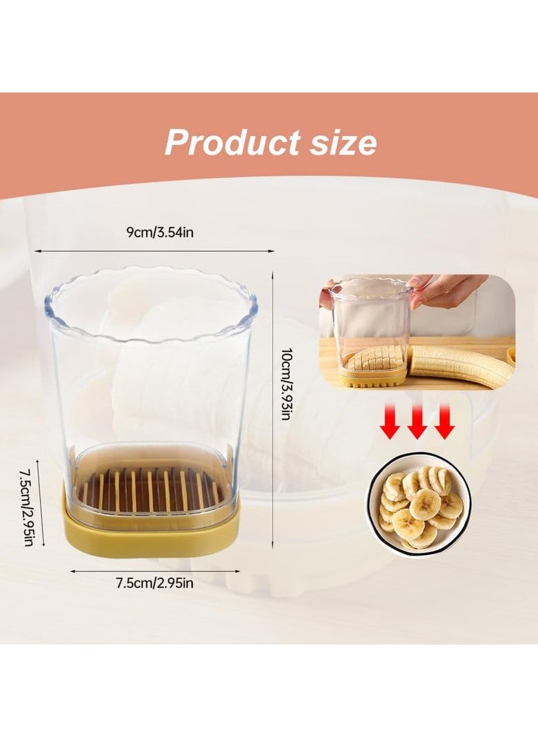 SYOSI - Cup Slicer, 2024 Upgrade Fruit and Vegetable Speed Slicer with Push Plate, Cup Slicer Fruit, Stainless Strawberry Slicer Egg Slicer, Quickly Making Fruit Vegetable Salad (2PCS_Yellow) - Image 1