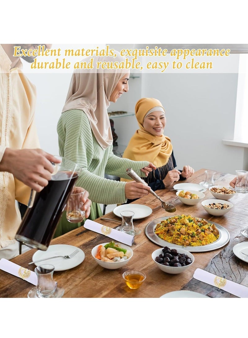 Captaintech Napkin Rings, Gold Hollow Moon and Star Metal Napkin Holder Ramadan Napkin Rings, Napkin Buckles Muslim Table Decoration for Eid Ramadan Party Islamic Holiday Wedding Banquet 12Pcs - Image 5