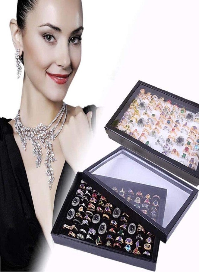 ZLY Jewelry Rings Display Tray Velvet 100 Slot Case Box Jewelry Storage Box - Image 5