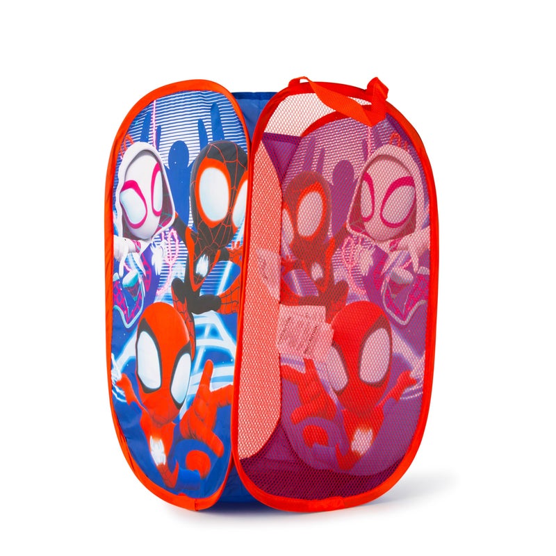 Jay Franco Marvel Spidey & His Amazing Friends Pop Up Hamper - Ghost Spider and Miles Morales Mesh Laundry Basket/Bag with Durable Handles - Storage for Clothes and Toys - Image 2