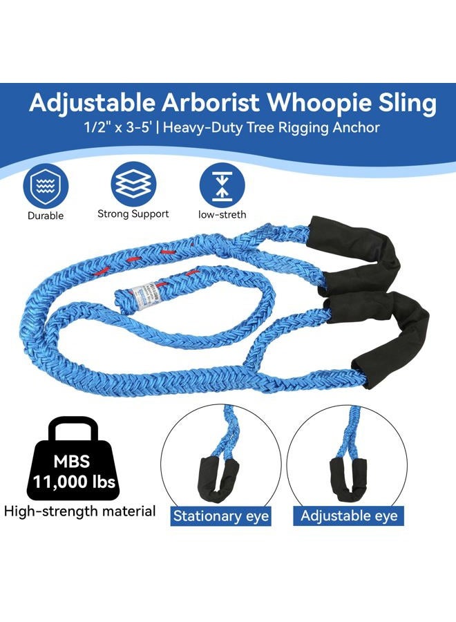Feiyagoo Arborist Whoopie Sling - 1/2" x 3-5' Adjustable Rigging Sling, Anchor for Port A Wrap - Image 3