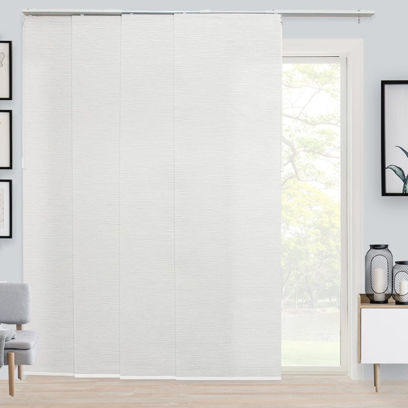 CHICOLOGY CHICOLOGY Embossed Textured Weave Fabric Sliding Door Blinds Room DividerVertical Blinds for Patio Doors Sliding Glass Door Blinds Porcelain Light Filtering W4686 x H Up to96 inches 