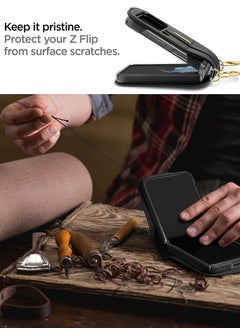 Spigen Lienar Calin Samsung Galaxy Z Flip 4 Case Cover Including Body and Hand Strap with Twilly Scarf - Black  - Image 4
