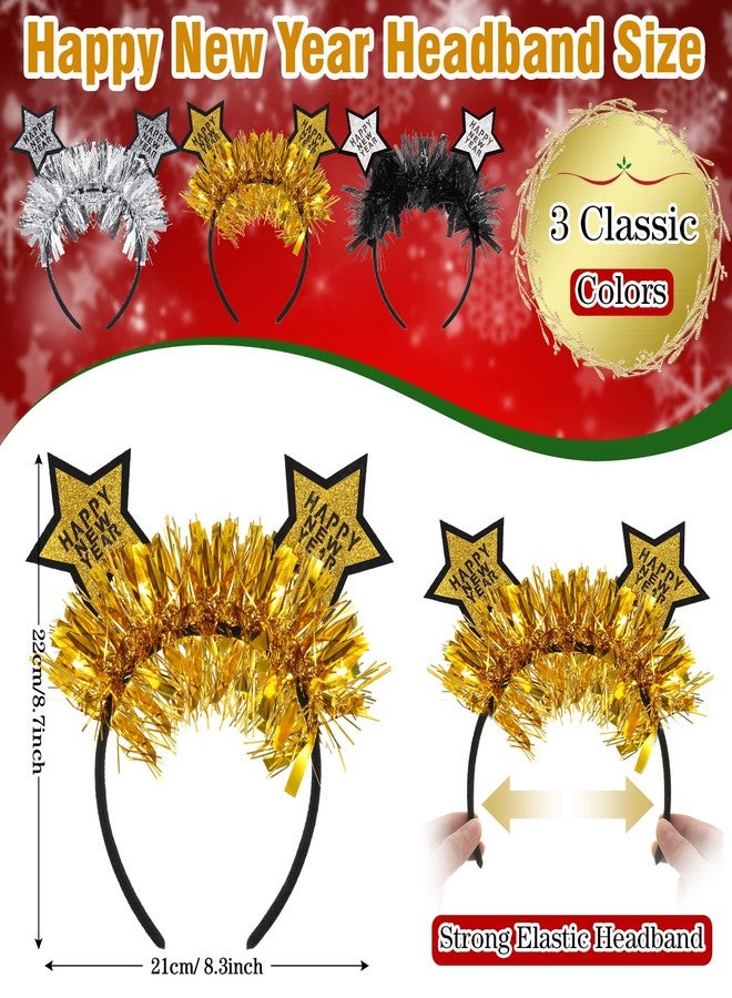 هانايف مجموعة هانايف المكونة من 12 قطعة من مستلزمات حفلات رأس السنة الجديدة 2026، تتضمن قلادات "عام جديد سعيد" وتاجًا مرصعًا بنجوم لامعة، مثالية كهدية في حفلات رأس السنة، وإكسسوارات شعر وزينة للكبار، باللونين الأسود والذهبي. - Image 3