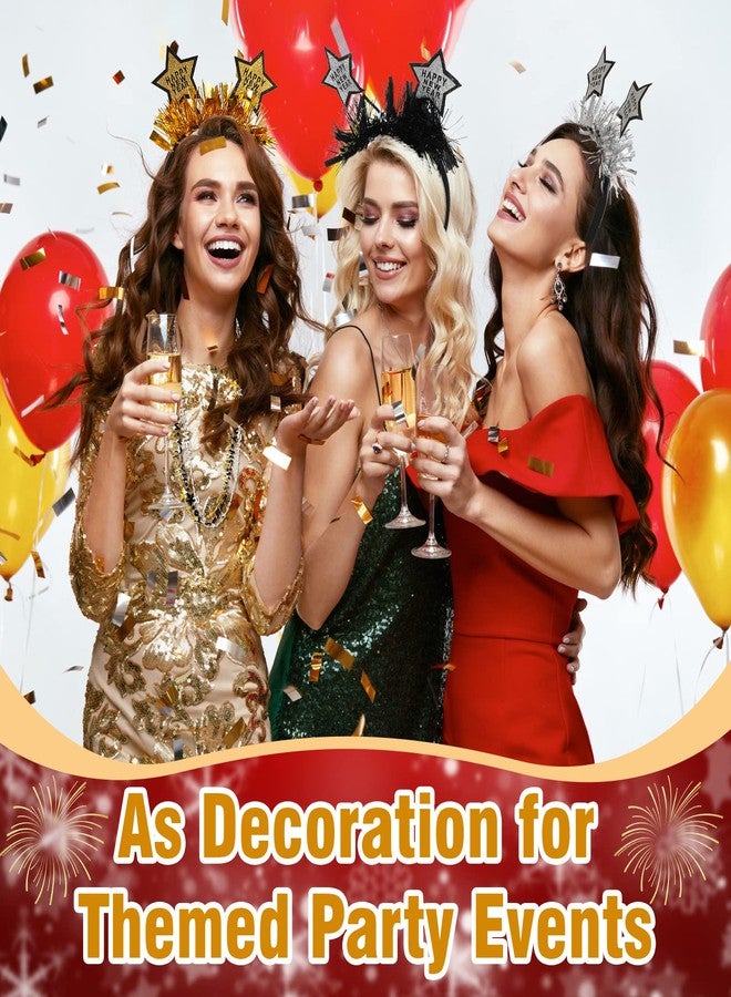 هانايف مجموعة هانايف المكونة من 12 قطعة من مستلزمات حفلات رأس السنة الجديدة 2026، تتضمن قلادات "عام جديد سعيد" وتاجًا مرصعًا بنجوم لامعة، مثالية كهدية في حفلات رأس السنة، وإكسسوارات شعر وزينة للكبار، باللونين الأسود والذهبي. - Image 5