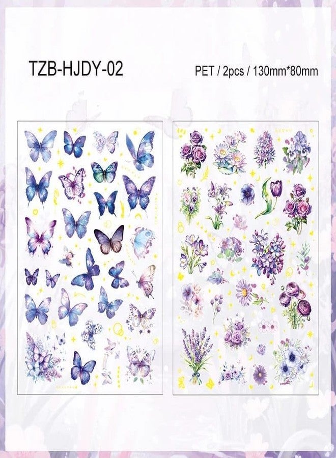 Ranjkri Butterfly Stickers for Kids & Girls – Aesthetic Scrapbook Stickers with Floral Designs, Cute DIY Journal Decoration Crafts Material, Kids Projects Sticker Sheets (Purple Butterfly Sticker) - Image 3