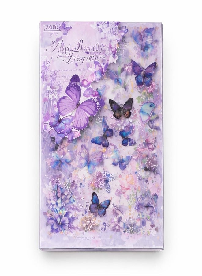 Ranjkri Butterfly Stickers for Kids & Girls – Aesthetic Scrapbook Stickers with Floral Designs, Cute DIY Journal Decoration Crafts Material, Kids Projects Sticker Sheets (Purple Butterfly Sticker) - Image 1