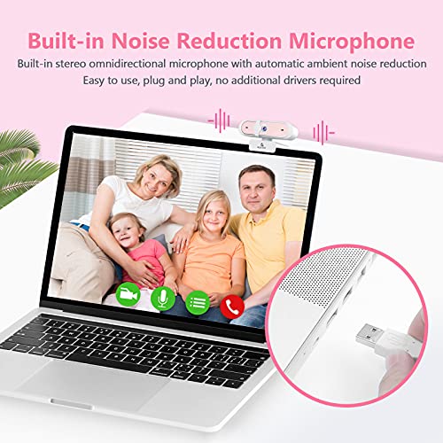 NexiGo N660P 1080P 60FPS Webcam with Software Control, Dual Microphone & Cover, Autofocus, HD USB Computer Web Camera, for OBS/Zoom/Skype/FaceTime/Teams/Twitch, Pink - Image 3