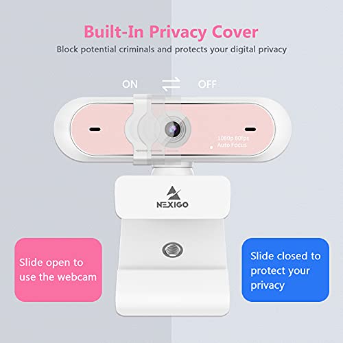 NexiGo N660P 1080P 60FPS Webcam with Software Control, Dual Microphone & Cover, Autofocus, HD USB Computer Web Camera, for OBS/Zoom/Skype/FaceTime/Teams/Twitch, Pink - Image 5
