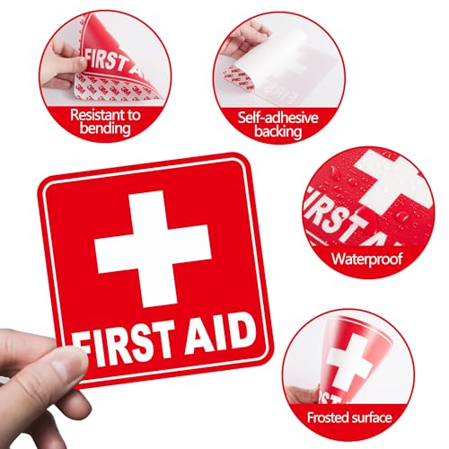 LUHIMO 3PCS First Aid Sign Sticker for Home，Self-Adhesive Waterproof First Aid Decals for First Aid Boxes, Emergency First Aid Kit Supplies for Car, Office or Business 5.5Inch - Image 4