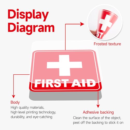 LUHIMO 3PCS First Aid Sign Sticker for Home，Self-Adhesive Waterproof First Aid Decals for First Aid Boxes, Emergency First Aid Kit Supplies for Car, Office or Business 5.5Inch - Image 3