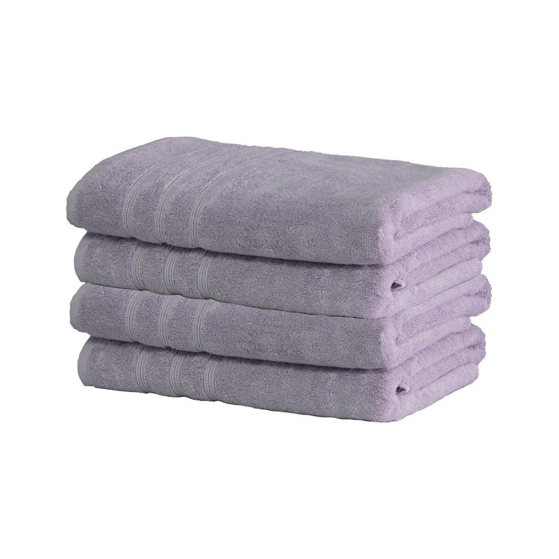 Mosobam Luxury Turkish Set of 4 Bath Towels 30X58 Lavender Aura Oversize 700 GSM Bamboo Viscose  Aegean Turkish Combed Cotton