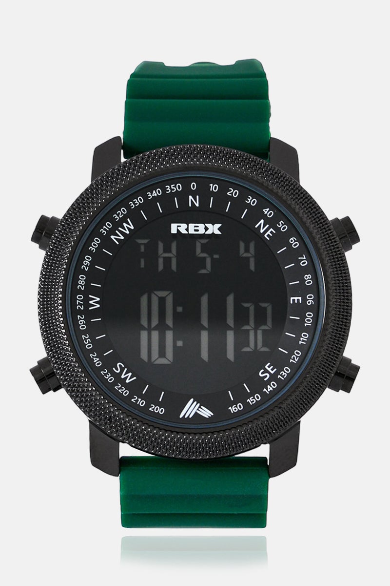 RBX Men P4396-24124134 Silicon Strap Digital LCD Display Watch 40 mm, Green - Image 1