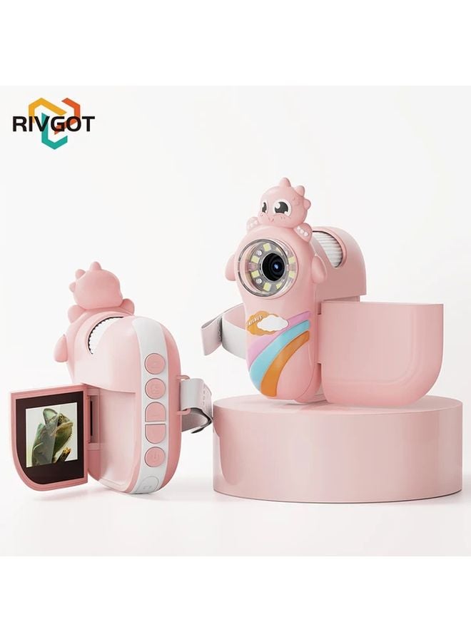 Pink USB Microscope with 2 Inch HD Screen Rechargeable Digital Microscope for Kids Science Education - Image 1