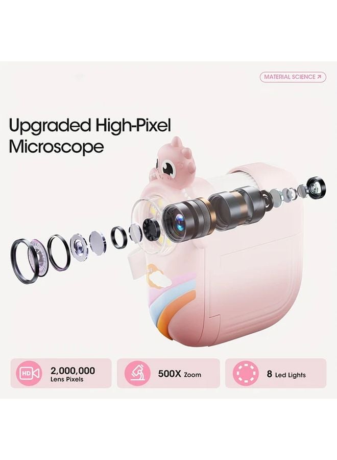 Pink USB Microscope with 2 Inch HD Screen Rechargeable Digital Microscope for Kids Science Education - Image 5