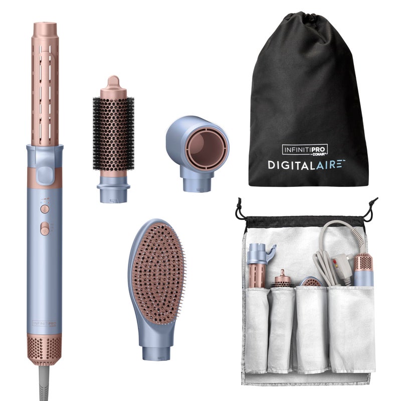 CONAIR INFINITIPRO by CONAIR DigitalAIRE Multi Hair Styler, Air Styling System for Curls, Waves, Blowouts & Volume, 4 Attachments to Personalize Your Look Plus Storage Bag, Light Blue - Image 1