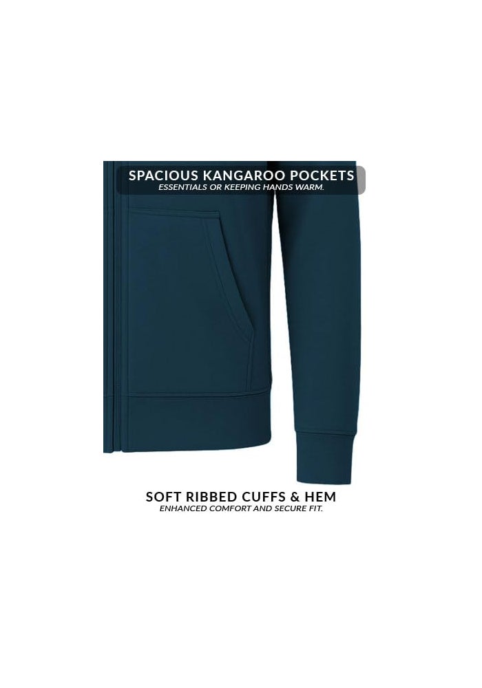 ADRO Men's Cotton Zipper Hooded Sweatshirt in Teal - Image 5