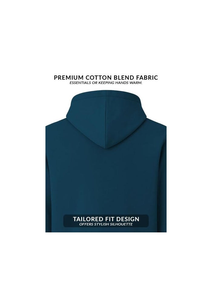 ADRO Men's Cotton Zipper Hooded Sweatshirt in Teal - Image 3