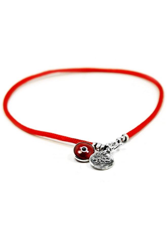 MIZZE Made for Luck Abundance & Success Red Silk String Coin Charm Anklet Jewelry For Women In Sterling Silver 9.5 In Length Ankle Bracelet Evil Eye Jewelry Gift For Mom Wife Girlfriend Bff - Image 1