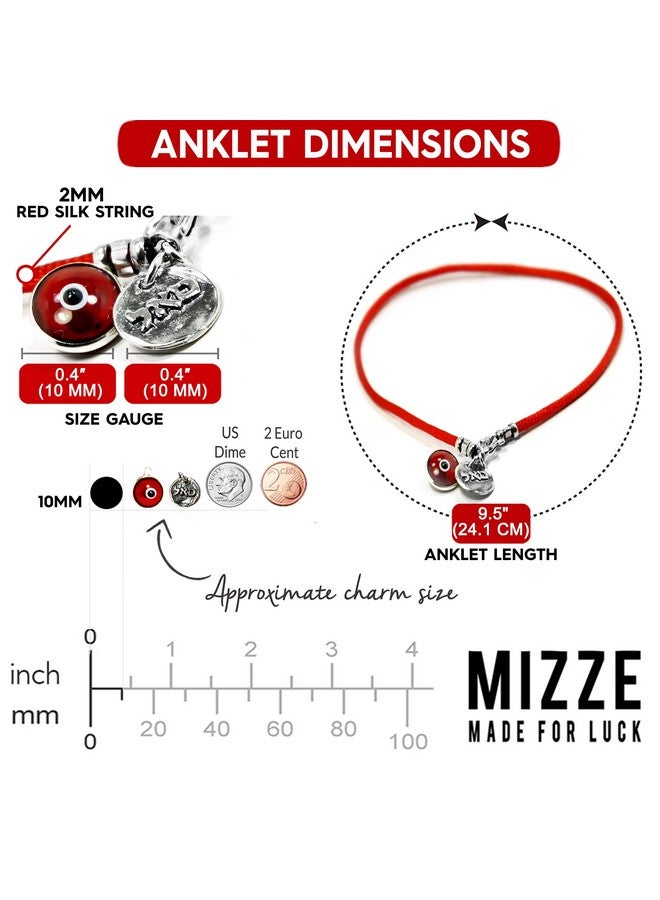 MIZZE Made for Luck Abundance & Success Red Silk String Coin Charm Anklet Jewelry For Women In Sterling Silver 9.5 In Length Ankle Bracelet Evil Eye Jewelry Gift For Mom Wife Girlfriend Bff - Image 3