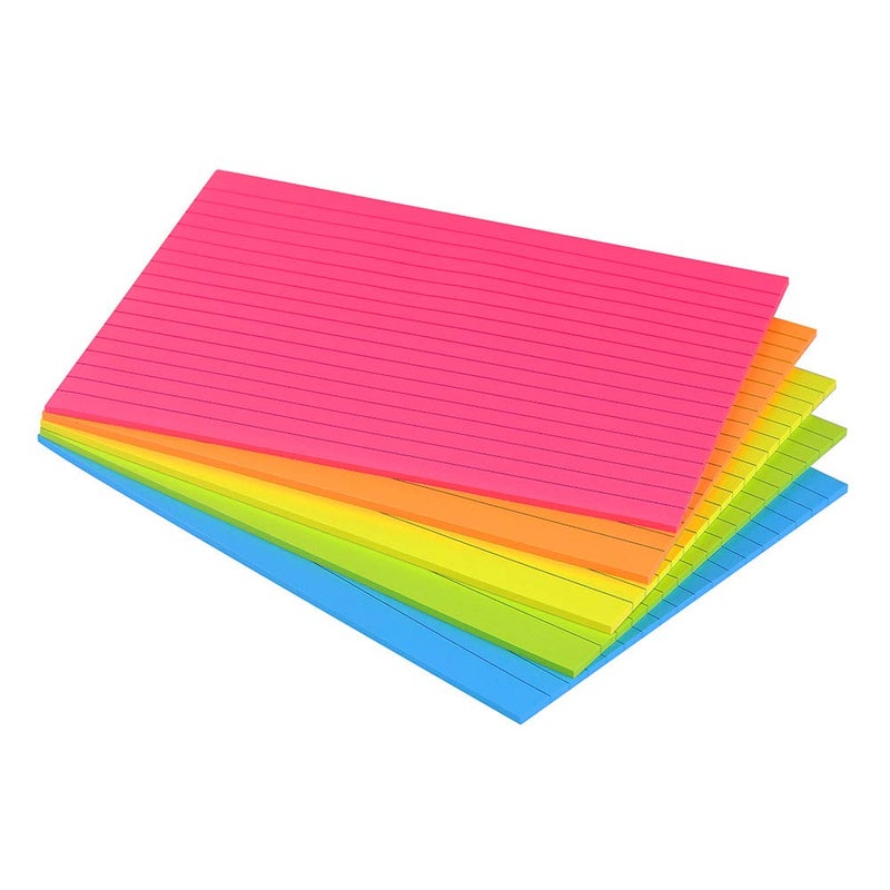 Vanpad Lined Sticky Notes 6X8 in Bright Ruled Post Stickies Colorful Super Sticking Power Memo Pads Its Strong Adhesive, 5 Pads/Pack, 28 Sheets/pad - Image 1