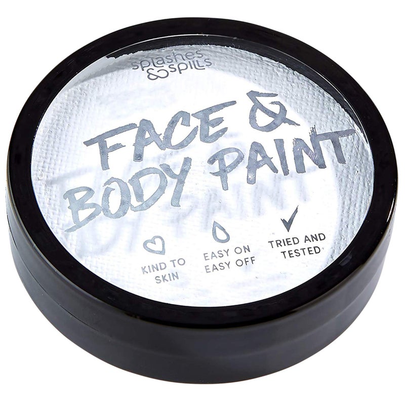 Splashes & Spills Face and Body Paint Cream - White, 18g Cake Tub - Pretend Costume and Dress Up Makeup by Splashes & Spills - Image 1