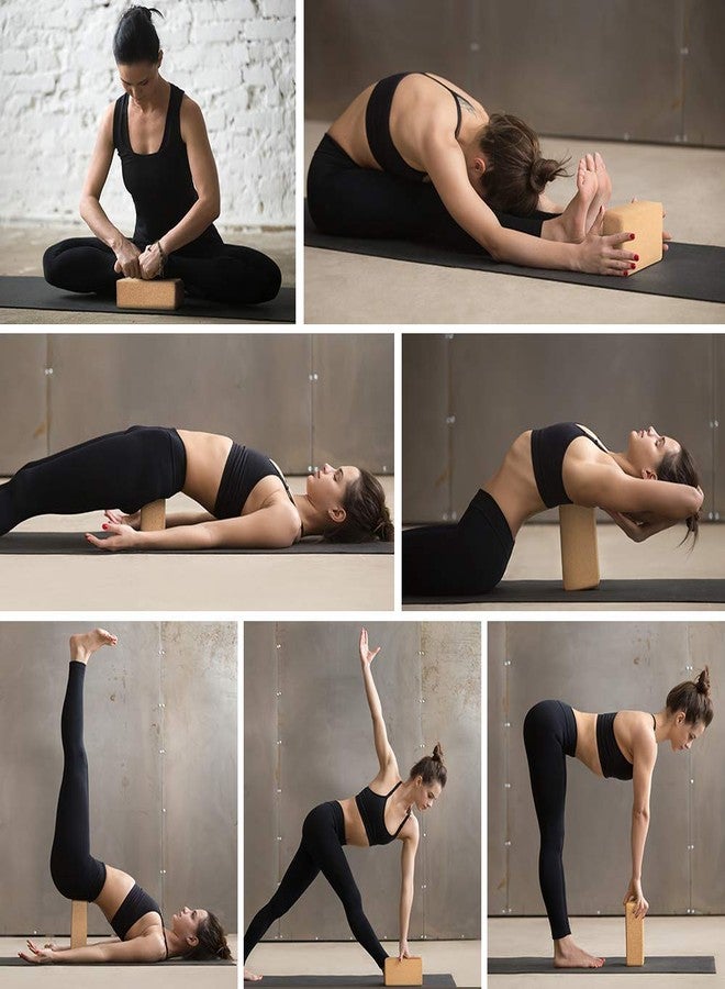 ARLTB Cork Yoga Blocks 2 Pack with Yoga Strap Set 9"x6"x4" - Image 5