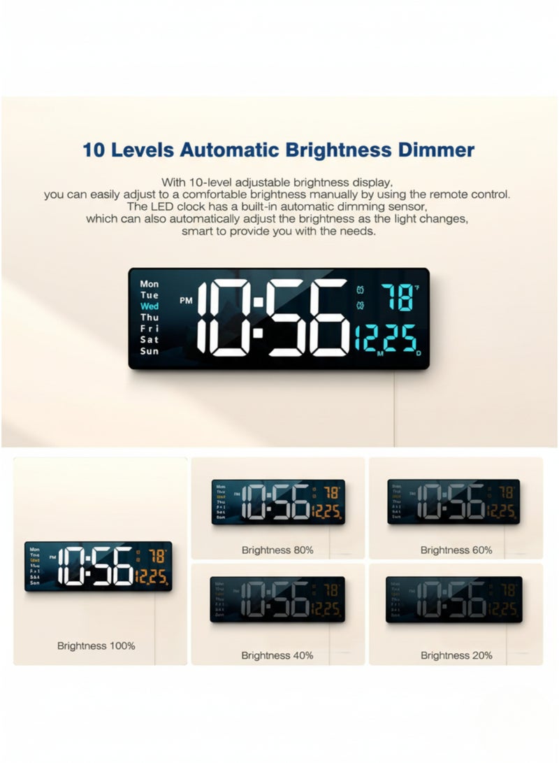 فيكسا برو ساعة حائط رقمية كبيرة بشاشة LED مقاس 16.2 بوصة ومنبه | مثالية للمنزل والمكتب وغرفة المعيشة وغرفة النوم - Image 3