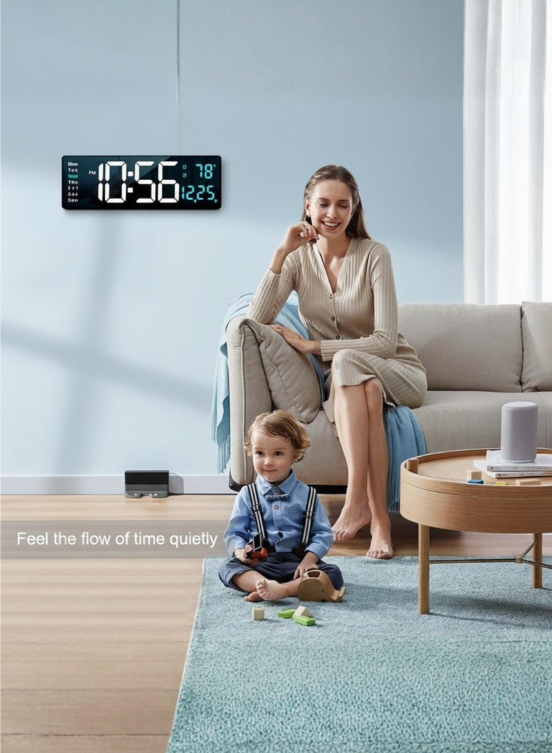 فيكسا برو ساعة حائط رقمية كبيرة بشاشة LED مقاس 16.2 بوصة ومنبه | مثالية للمنزل والمكتب وغرفة المعيشة وغرفة النوم - Image 5