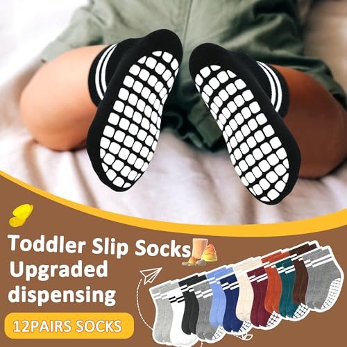 Tphon Toddler Non-Slip Socks for Kids Boys Girls (3-5 Years) 12 Pairs Anti-Skid Socks for Indoor Outdoor Activities - Image 4