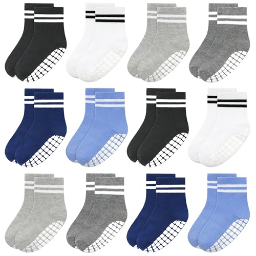 Tphon Toddler Non-Slip Socks for Kids Boys Girls (3-5 Years) 12 Pairs Anti-Skid Socks for Indoor Outdoor Activities - Image 1