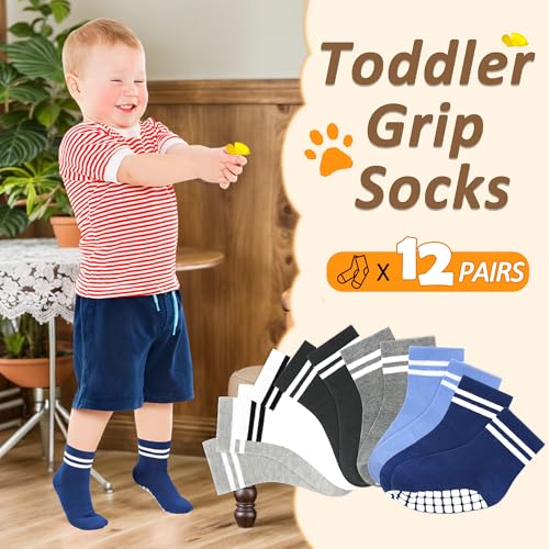 Tphon Toddler Non-Slip Socks for Kids Boys Girls (3-5 Years) 12 Pairs Anti-Skid Socks for Indoor Outdoor Activities - Image 5